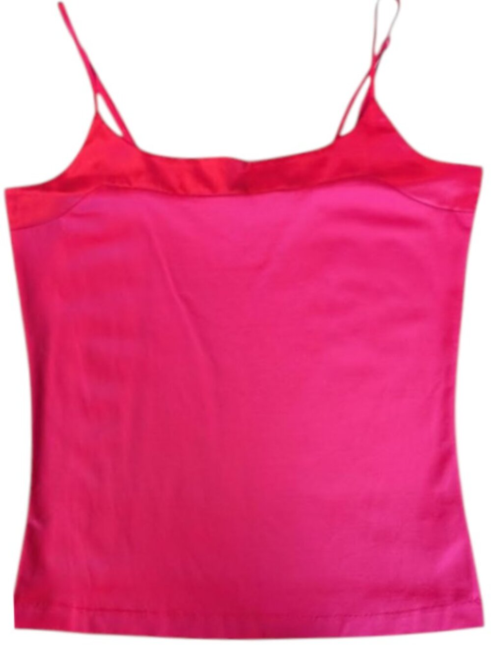 Melanie Lyne Fuchsia Satin Trim Tank Top With Adjustable Straps Size L NWT